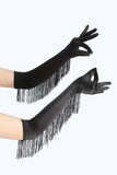 Black Party Gloves With Fringes