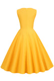 Retro Style Yellow 1950s Dress with Keyhole