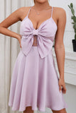 A Line Spaghetti Straps Purple Short Cocktail Dress