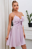 A Line Spaghetti Straps Purple Short Cocktail Dress