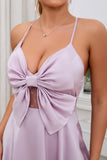 A Line Spaghetti Straps Purple Short Cocktail Dress