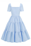 Light Blue Polka Dots Swing 1950s Dress