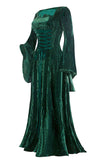 Green Velvet Long Sleeves Halloween Dress