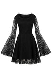 Black Long Sleeves Lace Halloween Dress