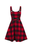 Red Plaid Halloween Retro Dress with Straps