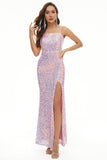 Sequins Spaghetti Straps Long Ball Dress with Slit