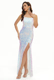 Sequins Spaghetti Straps Long Ball Dress with Slit