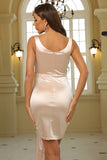 Champagne Satin Homecoming Dress with Ruffles