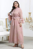 Plus Size Grey Pink Embroidery Mother of the Bride Dress