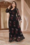 Plus Size Black Floral Lace Mother of the Bride Dress