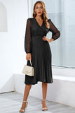 Long Sleeves Lace Wedding Party Dress with Ruffles