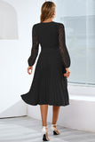 Long Sleeves Lace Wedding Party Dress with Ruffles