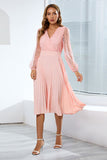 Long Sleeves Lace Wedding Party Dress with Ruffles