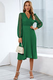 Long Sleeves Lace Wedding Party Dress with Ruffles