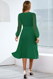 Long Sleeves Lace Wedding Party Dress with Ruffles