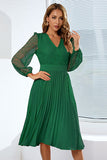 Long Sleeves Lace Wedding Party Dress with Ruffles