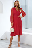 Long Sleeves Lace Wedding Party Dress with Ruffles