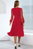 Long Sleeves Lace Wedding Party Dress with Ruffles
