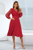 Long Sleeves Lace Wedding Party Dress with Ruffles