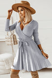 Long Sleeves Sweater Casual Dress with Ruffles