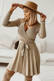 Long Sleeves Sweater Casual Dress with Ruffles