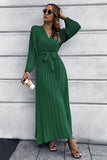 Long Sleeves Ruffles Casual Dress with Belt