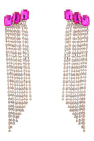 Fuchsia Beaded Rhinestone Party Earrings