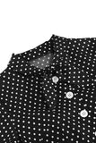 Black Polka Dots Vintage Dress With Short Sleeves