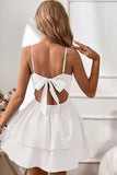 White Spaghetti Straps Sleeveless Graduation Dress