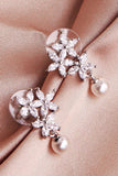 Flower Pearl Rhinestone Earrings