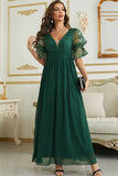 Burgundy Chiffon Wedding Guest Dress with Lace