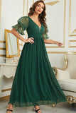 Burgundy Chiffon Wedding Guest Dress with Lace