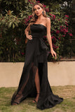 Black Strapless Tulle Long Ball Dress