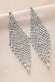 Shiny Silver Long Rhinestones Earrings