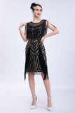 Black Glitter Sequins Flapper Dress with Fringes