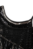 Black One Shoulder 1920s Dress with Fringes