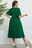 Dark Green Round Neck A Line Plus Size Summer Dress