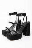 Green Chunky-heel Platform Strappy High-heeled Sandals