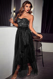 Sparkly Sweetheart Black Ball Dress with Sequins