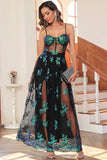 Dark Green Sparkly Long Ball Dress with Sequins