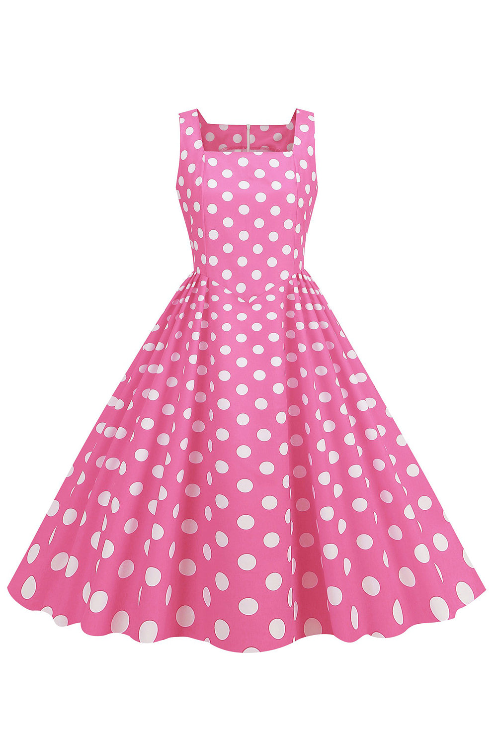 Zapaka Women Pink 1950s Dress Polka Dots Sleeveless Vintage Dress ZAPAKA NZ Zapaka Women Pink 1950s Dress Polka Dots Sleeveless Vintage Dress ZAPAKA NZ