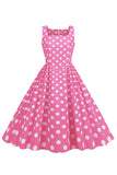 Polka Dots A Line Pink Sleeveless 1950s Dress