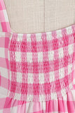 Plaid Pink Spaghetti Straps A Line 1950s Dress