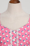 Pink A Line Polka Dots Flutter Sleeves Vintage Dress