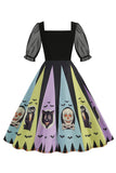 Black A Line Halloween Printed Vintage 1950s Dress