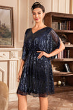 Navy Sparkly 1920s Dress with Sequins