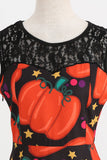 Halloween Pumpkin Printed A Line Orange Vintage Dress