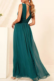 Apricot A-line V-Neck Chiffon Floor Length Bridesmaid Dress