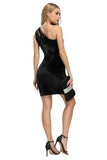 One Shoulder Velvet Holiday Party Dress with Pleated