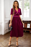 Velvet V-neck A Line Holiday Party Dress